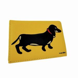 Marc Tetro Dachshund Dog Slim Card Foldable Yellow Wallet 5” x 4.5”
